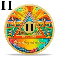 2 Year Sobriety Gifts, One Day At A Time Medallion, Two Year AA Medallions Token
