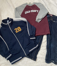 Old Navy XS 4/5 boys shirt jeans jacket navy Burgandy adjustable waist zipper