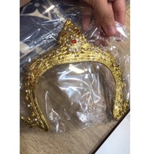 Thai Dance Headdress Crown Kid Costume Dress Jewelry Traditional Gold Crafts N3