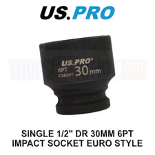 US PRO Tools 30mm Impact Socket 1/2" Drive 6 Point Single Hex 3829