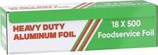 Aluminum Foil Roll 18 in x 500 ft Heavy Duty 22 Micron Food Service Grade