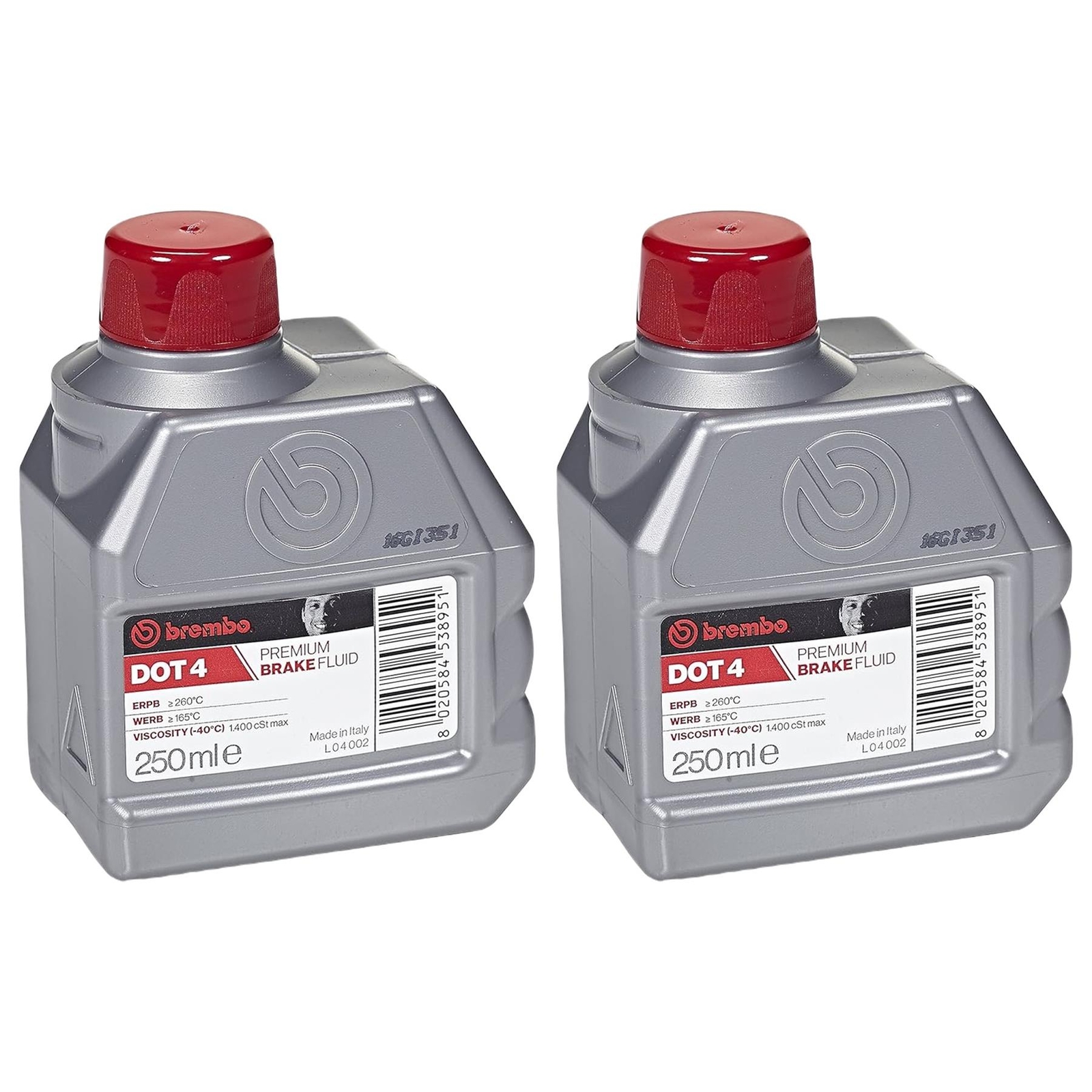 Brake Fluid DOT4 0.25L 250ml Bottle 1500 Viscosity at -40C Degrees BREMBO x2