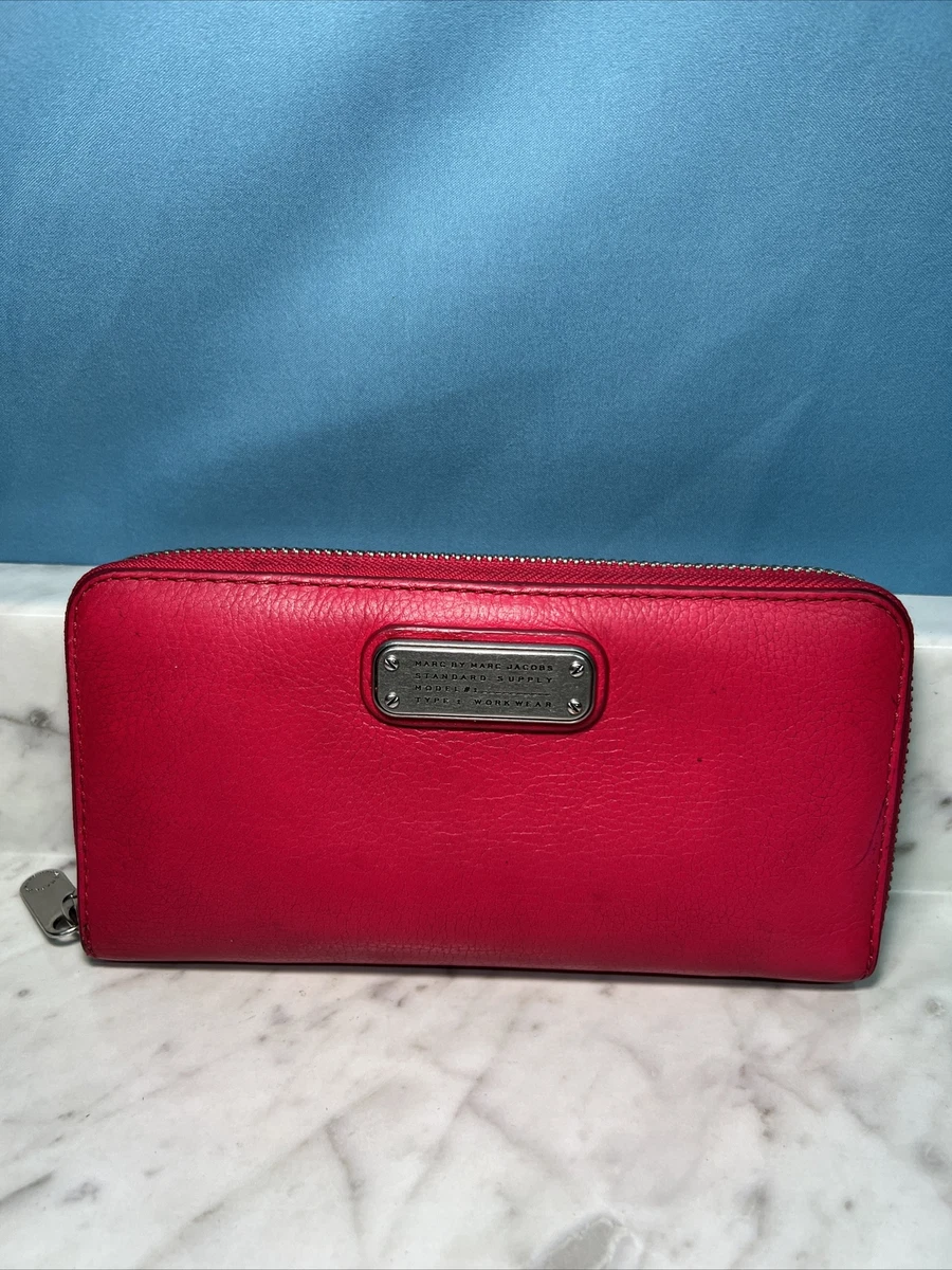 Marc Jacobs Logo Leather Card Case in Red