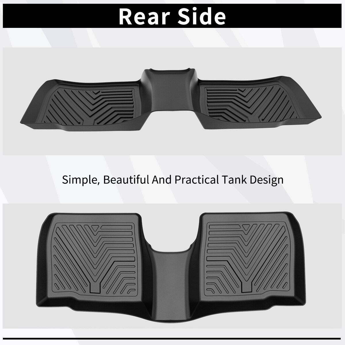 3D All-Season Floor Mats Set For 2015-2019 Ford Explorer - Front, Second Row & Rear, Black Rubber TPE