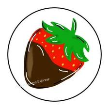 30 CHOCOLATE COVERED STRAWBERRY ENVELOPE SEALS LABELS PARTY FAVORS STICKERS 1.5"