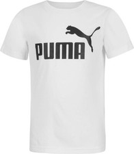 Puma logo T-shirt, Kids Boys , Size Medium, White/Black, NEW