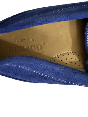 Sebago Men's Blue Suede Leather Slip On Penny Loafers Size  46