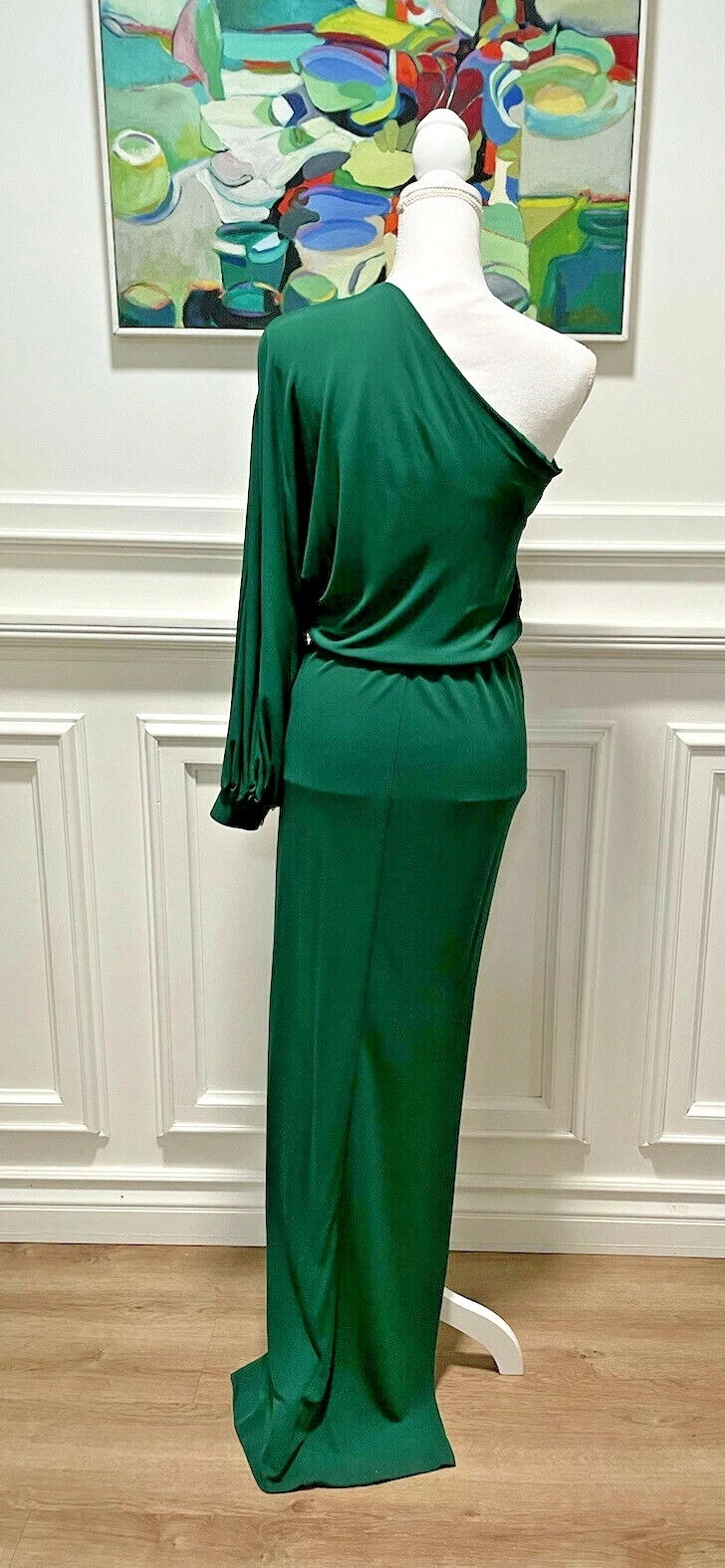 Abito con cintura DSQUARED2 da donna verde smeraldo a una spalla manica lunga taglia M