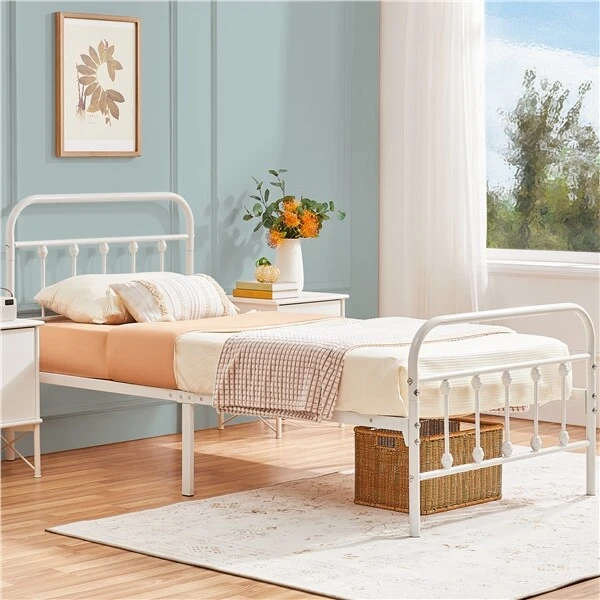 Stabiles Metallbett Bettgestell Lattenrost Bettrahmen 90 x 200 cm Weiß WIE NEU - Bild 4 von 4