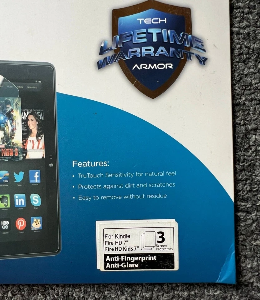 New TECH ARMOR Screen Protector For The Kindle Fire HDX 7" 3 Pack - Image 2 of 3