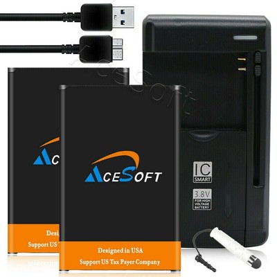 For Samsung GALAXY Note 3 N900A 2x 6690mAh Lithium Battery Charger Cable Stylus