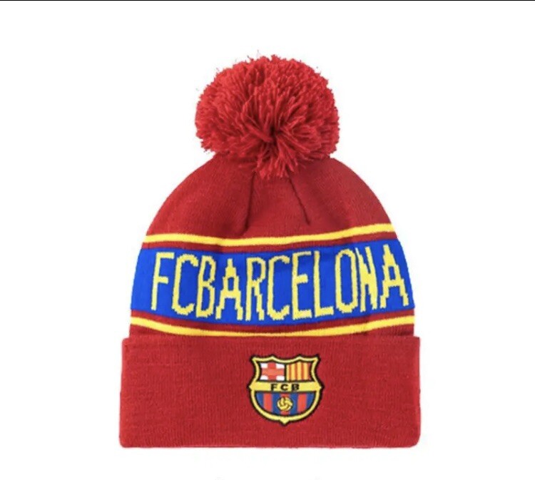 Barcelona Soccer Beanie Winter Pom Cap Hat Soccer Merchandise. Fcb Barcelona