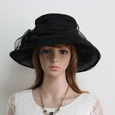 New Church Kentucky Derby Wedding Cocktai Party Organza Dress Hat 3188Black