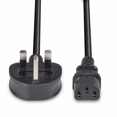 Power Cord UK Plug to IEC Cable (PC Mains Kettle Lead) C13 1m/2m/3m/5m/10m Lot