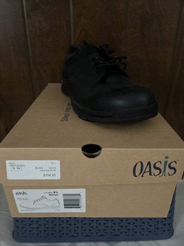 NUOVA scarpa da uomo 9,5 Oasis Nevis in pelle nera per diabetici ortopedica prezzo al dettaglio consigliato $155 - Foto 2 di 3