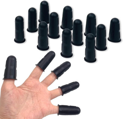 12 Pcs Black Silicone Hot Glue Gun Finger Caps, Anti-Slip and Reusable Silico...