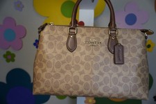 Coach Georgia Satchel Signature Canvas Tan Rust Brown Crossbody Bag CW422