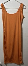 SHEIN Women’s Orange Knit Sleeveless Midi Tank Dress Scoop Neck Size M