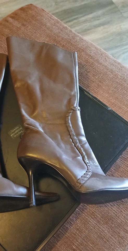Botas de cuero Diba para mujer talla 6 1/2 M marrón hechas en Brasil Foto 2 de 4