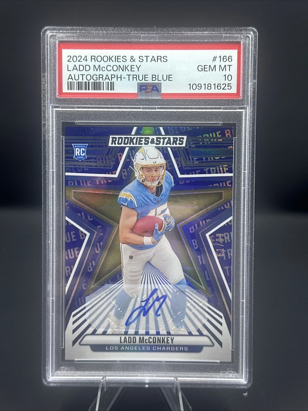 Ladd McConkey Panini Rookies & Stars #166 Autograph-True Blue