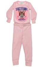 Vintage 80s Warner Bros Bugs Bunny Pink Thermal Pajama Set Sz 5