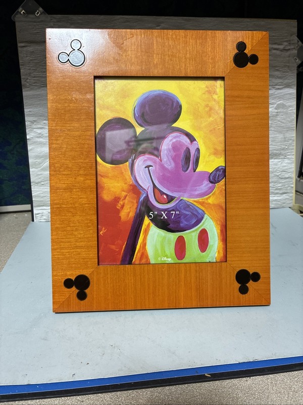 DISNEY Parks Carved Mickey Mouse Wood  5 X 7 Photo Frame Unique Gift Memories