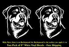 Rottweiler Two 5" White Vinyl Decals Window Vehicles Laptop Tablet Mailbox