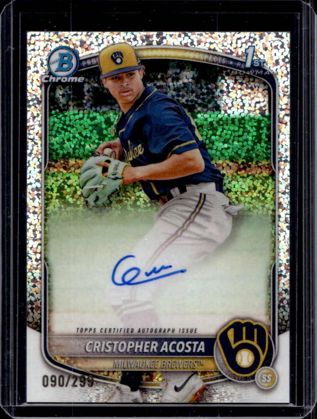 2025 Bowman Chrome Cristopher Acosta Auto Speckle Refractor 1st #90/299