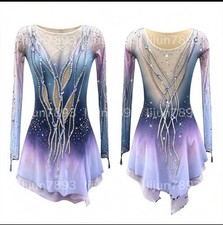 Figure Skating Dress Ice Skating Dress Halo Competition Skating blue dyeing