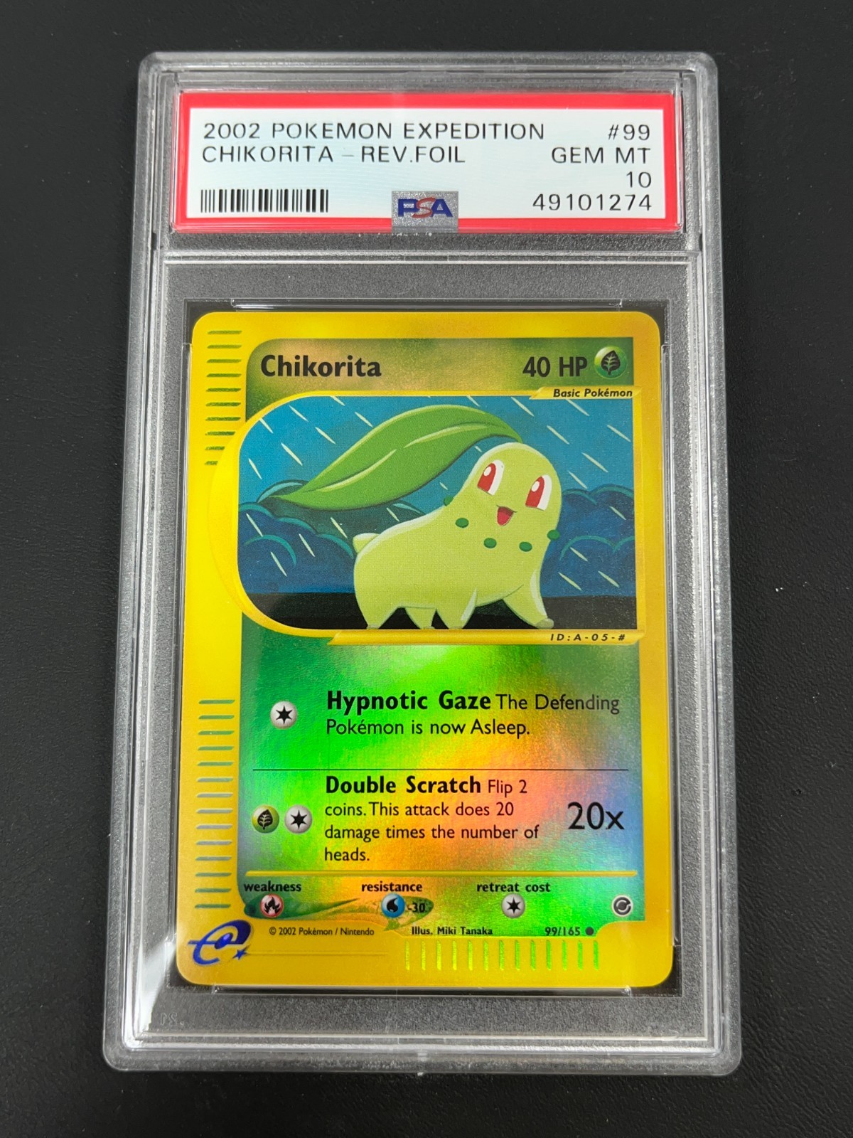 PSA 10 Reverse Holo Chikorita #99 Expedition Pokemon 2002 GEM MINT Pop 24
