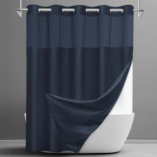 No Hook Shower Curtain with Snap in Liner Set 71"W x 74"L (Pack of 1) Navy Blue
