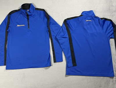 #ad Menards Shirts Mens S Blue Employee Uniform Long Sleeve Quarter Zip Lot of 2 $22.88
