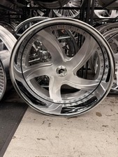 22x9-10 Forgiato Xkw-7 Brushed Chrome Lip 5 Lug Universal Fitment 22x9-10 Forgiato Xkw-7 Brushed Chrome Lip 5 Lug Universal Fitment