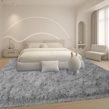 Shag Fluffy Gray Area Rugs 8x10 For Living Room Bedroom Large Carpet Clearance