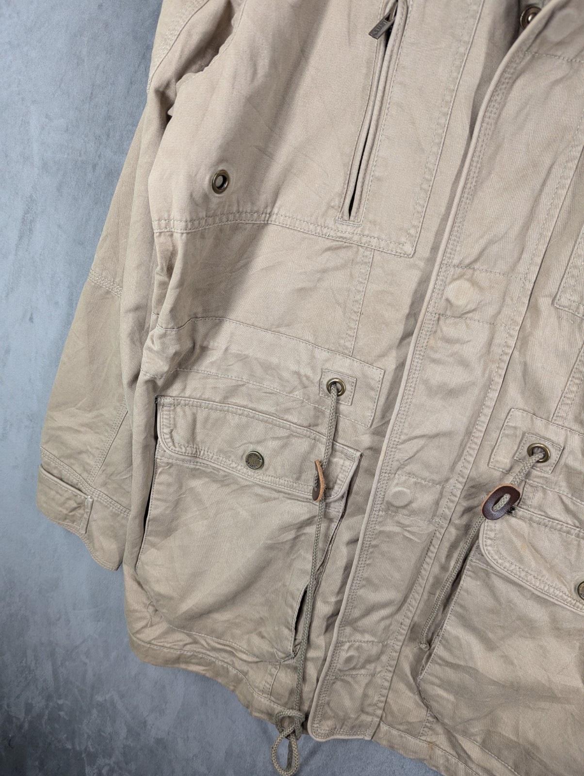 Levi's Women's Military Parka Coat Size XL Cotton Zip & Snaps Lined Missing Hood image 4