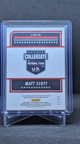2025 Panini Stars and Stripes Matt Scott Jersey Prime 3 Color Patch 23/73 - Picture 2 of 2