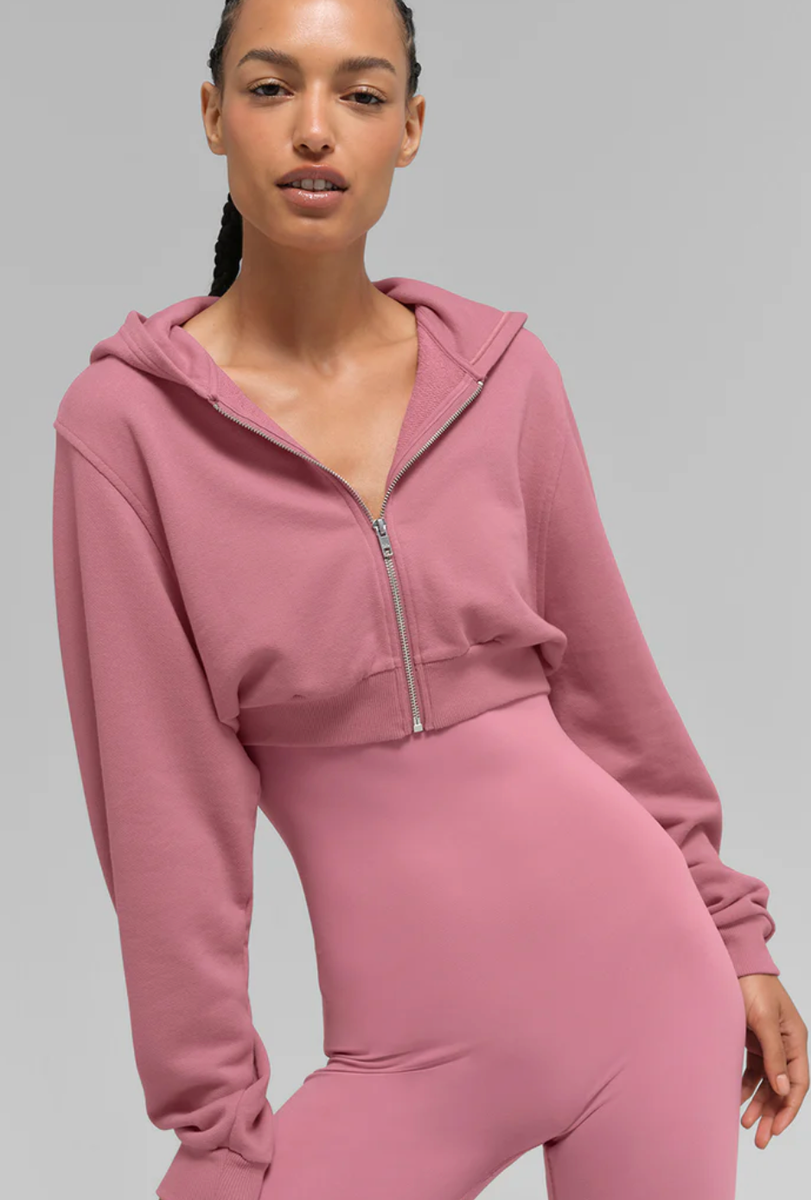 alo Sweet Escape Zip-up Hoodie Pink Wild Rose size SMALL EUC | eBay