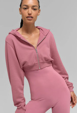 alo Sweet Escape Zip-up Hoodie Pink Wild Rose size SMALL EUC