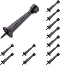 3" Heavy Duty Solid Door Stop, 12 Pack, Matte Black Wall Mounted Design, Screw