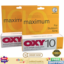 2x Oxy 10 Maximum Strength 25g 10 Benzoyl Peroxide Stubborn Acne Pimple Cream