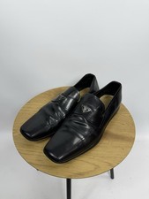 Prada Triangle Loafers 4D 1092 Black Leather Mens Shoe Size 11 US Made in Italy
