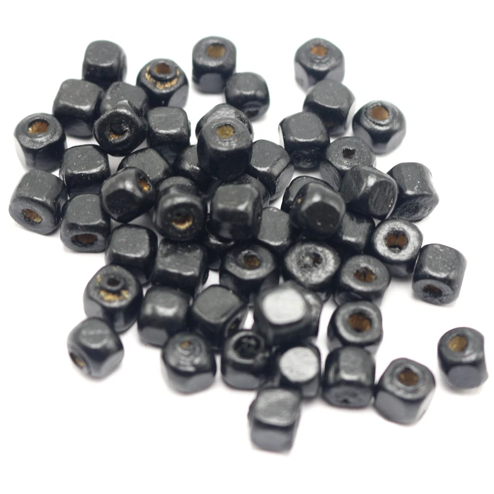 500 piezas Cubo Negro Cuentas de Madera Cuentas de Madera Espaciador 6X6mm Cuentas para Hacer Pulseras Foto 2 de 4