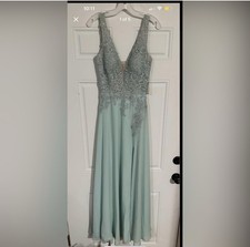 Blue Prom Dress With Sequin Top