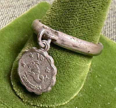 Vintage Adjustable Zodiac Ring Capricorn Silver Tone Size 5.5+