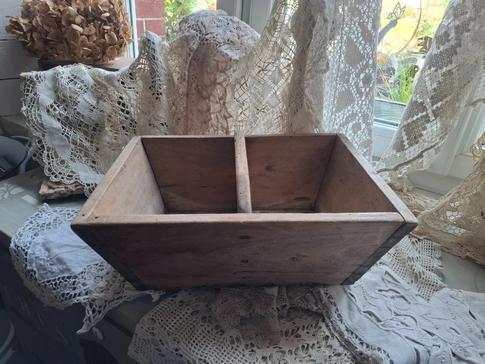 Panier Ancien / Corbeille Bois / art populaire deco campagne - Photo 1/4