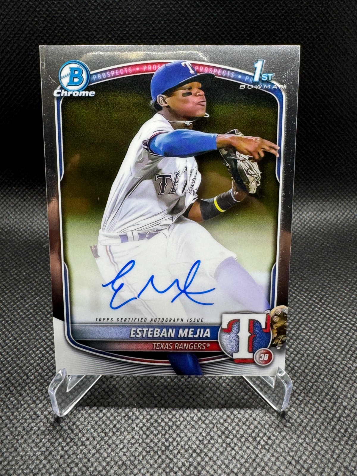 Esteban Mejia Auto 2025 Bowman Chrome 1st Bowman Texas Rangers