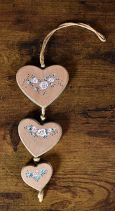 Vintage Folk Art Painted Hanging Hearts Wall Decor Cottagecore