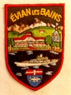 Écusson ÉVIAN LES BAINS Haute-Savoie France - en tissu brodé - longueur 5,8 cm