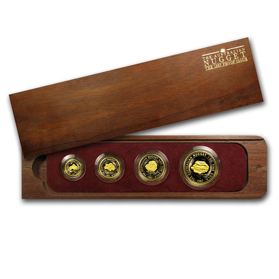 1987 Australia 4-Coin Gold Nugget Proof Set (1.85 oz) - Image 2 of 4