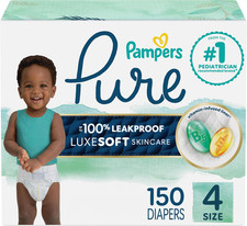 Pampers Pure Size 4 Diapers 22-37 lbs 150 Count Leakproof
